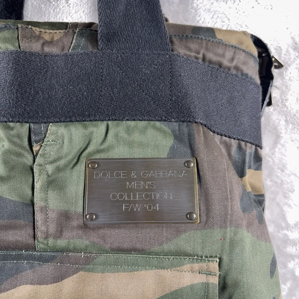 Vintage Dolce & Gabbana F/W 2004 Runway Camo Tote Bag Archive Military Rare